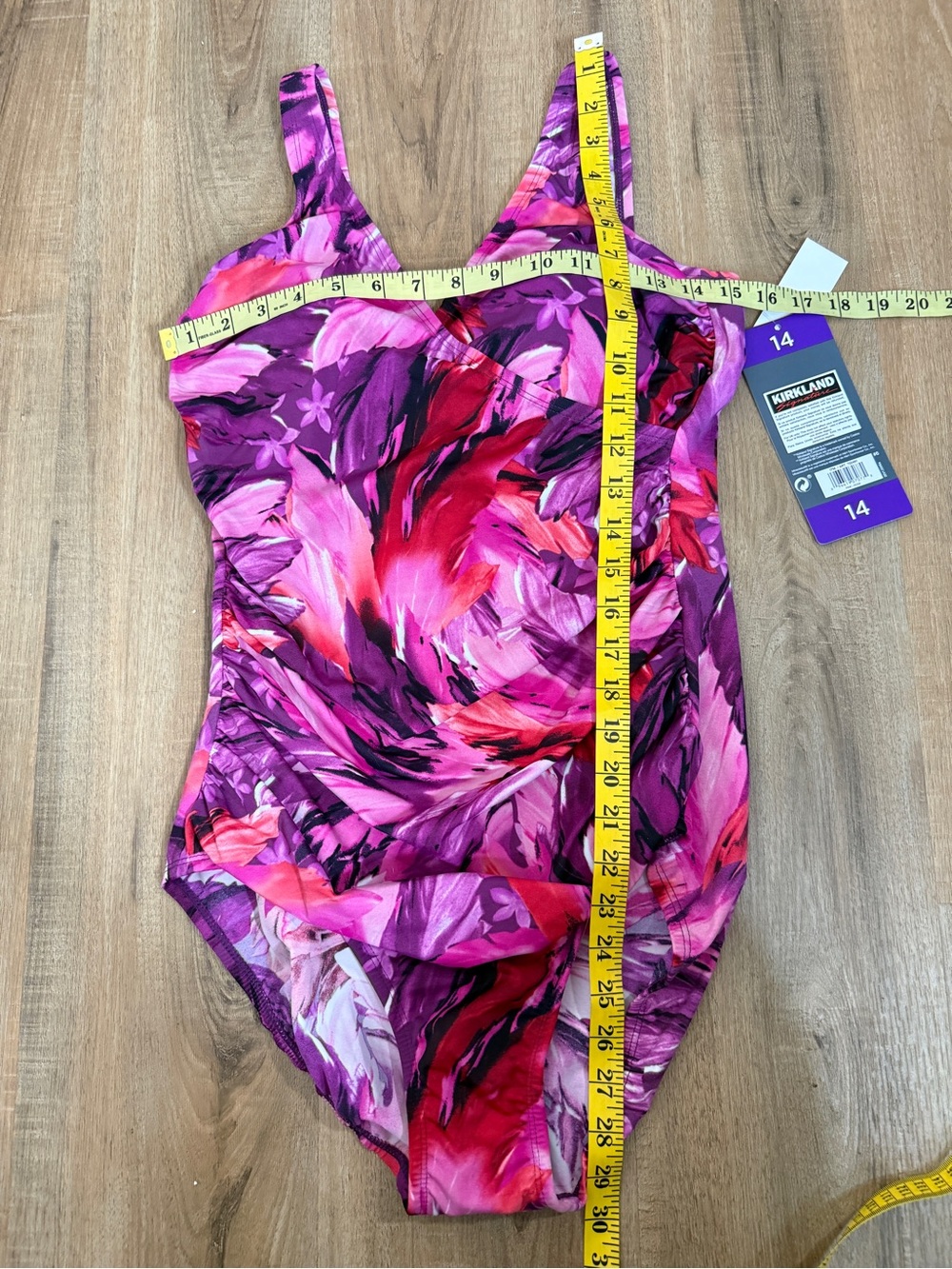 NWT Kirkland by Miraclesuit Pink Abstract Swim Suit Slimming 14 - Picture 5 of 6